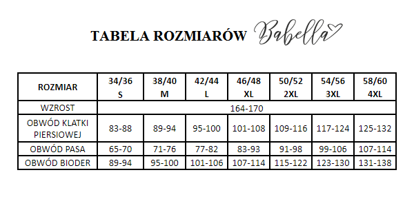Tabela rozmiarów Babella