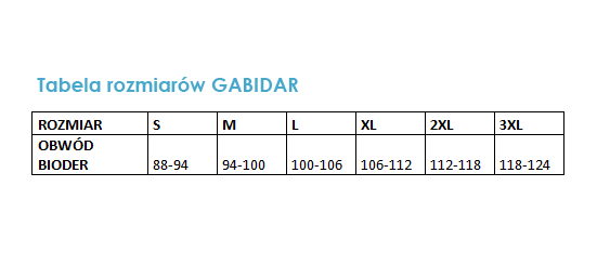 Gabidar tabela rozmiarów