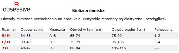 Tabela rozmiarów Obsessive