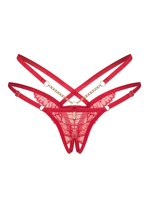 Obsessive Matildea crotchless thong Majtki stringi otwarte, czerwony