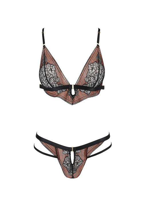 Casmir Mirella set Nocna komplet biustonosz + stringi, black