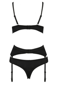 Avanua Hanan set Nocna komplet biustonosz + stringi + pas do pończoch, black