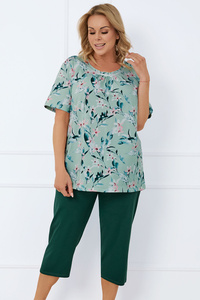 Italian Fashion Alwea kr.r. sp.3/4 Nocna piżama, druk/c.zielony