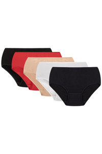 Vivisence 4001 5-pack Majtki figi, czarny/czerwony/beżowy/biały/granatowy