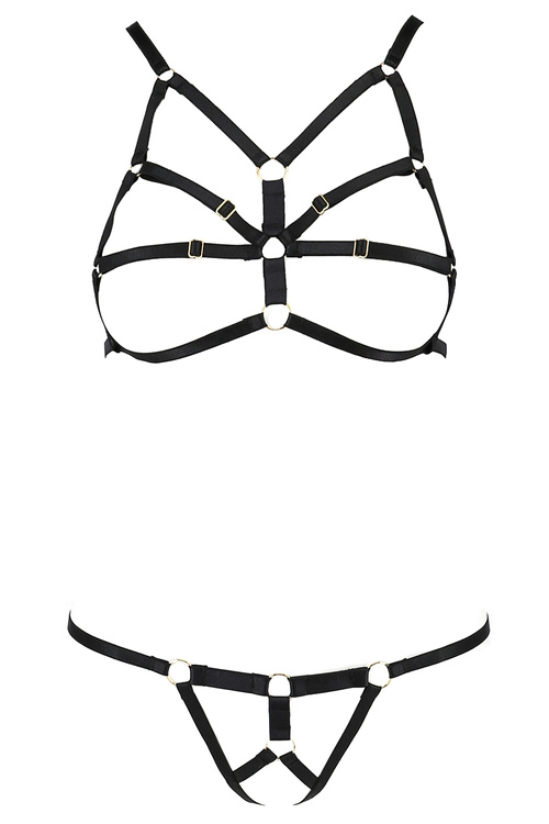 Passion Armanda set Nocna komplet biustonosz + stringi, black