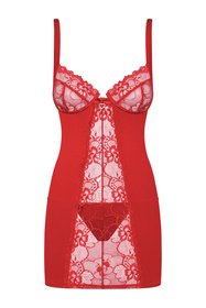 Obsessive Heartina chemise Nocna komplet koszulka + stringi, czerwony