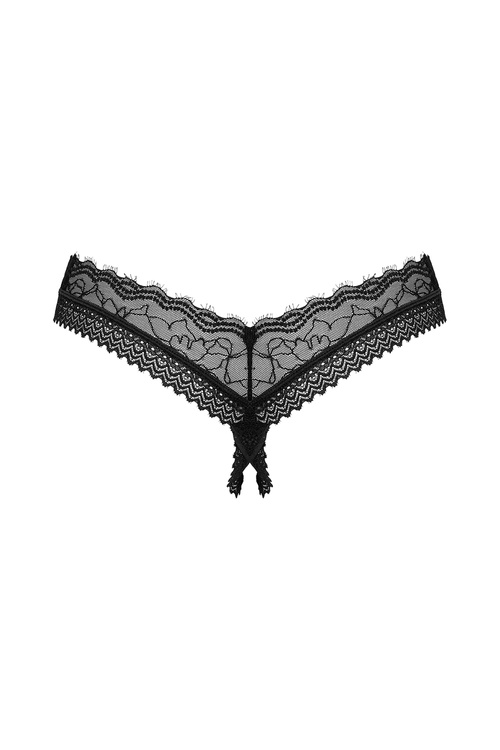 Obsessive Medilla crotchless thong Majtki stringi otwarte, czarny