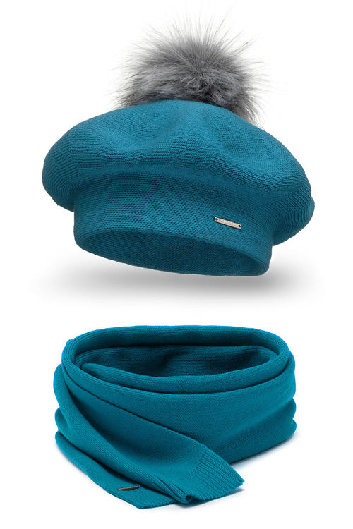 Vivisence 7035Kmpl Komplet beret+szalik, turkus