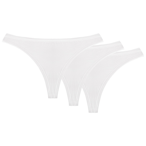 Wol-Bar Soft Simple 3-pak Majtki stringi, biały