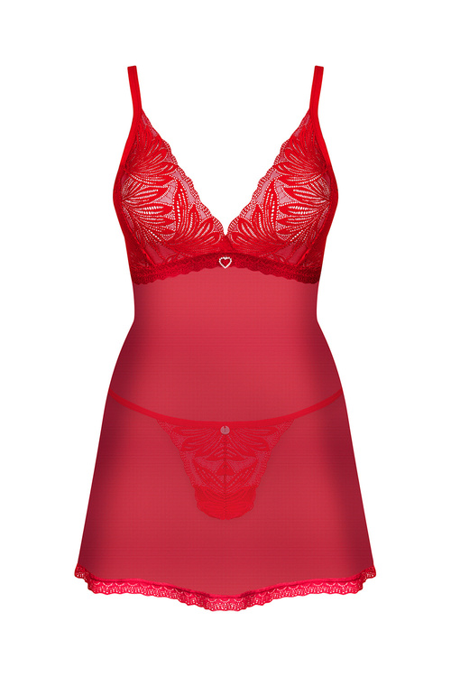 Obsessive Chilisa babydoll Nocna komplet koszulka + stringi, czerwony