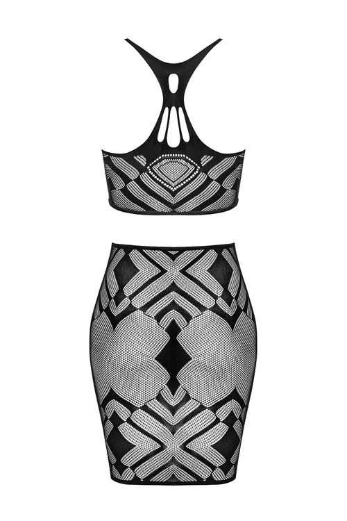 Obsessive K101 top & skirt Nocna komplet top + spódnica, czarny