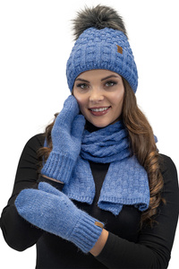 Vivisence 7015 Kmpl+R Komplet czapka+szalik+rękawiczki, jeans