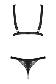 Obsessive Eloissa 2-pcs set Nocna komplet biustonosz + stringi, czarny