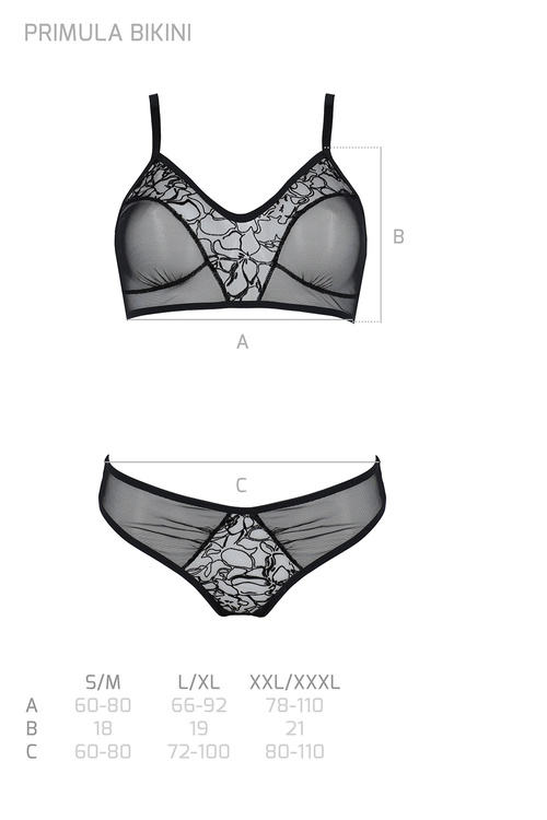 Passion Primula bikini Nocna komplet biustonosz + figi, black
