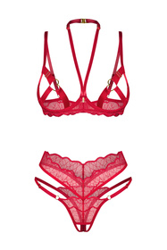 Obsessive Cupide Desir 2-pcs set Nocna komplet biustonosz + stringi, red