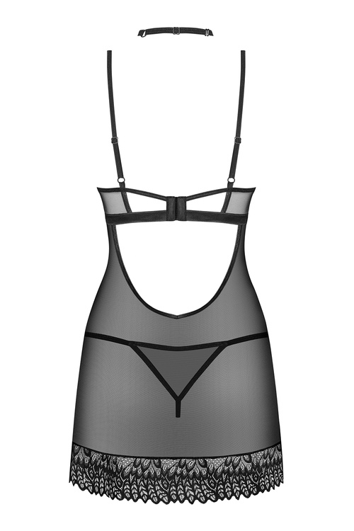 Obsessive Donarella chemise Nocna komplet koszulka + stringi, black