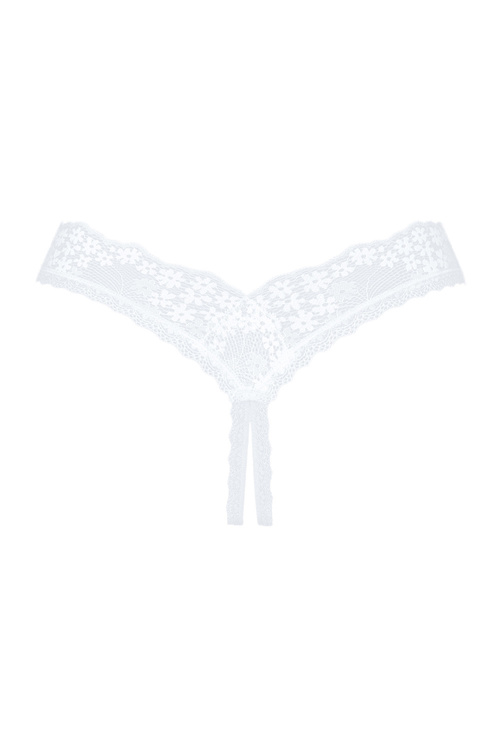 Obsessive Heavenlly crotchless thong Majtki stringi otwarte, biały