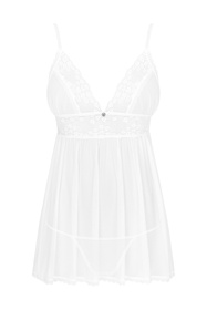 Obsessive Heavenlly babydoll Nocna komplet koszulka + stringi, biały