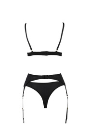 Casmir Divine set Nocna komplet biustonosz + stringi + pas do pończoch, black