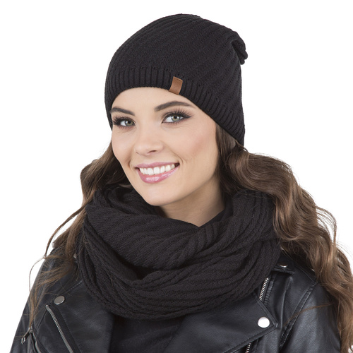 Vivisence 7017Kmpl Komplet czapka+komin, czarny