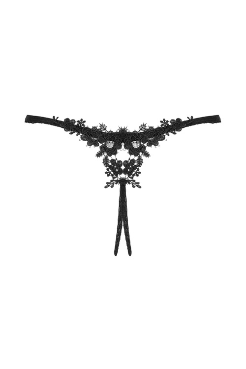 Obsessive Celia Noir crotchless thong Majtki stringi otwarte, czarny