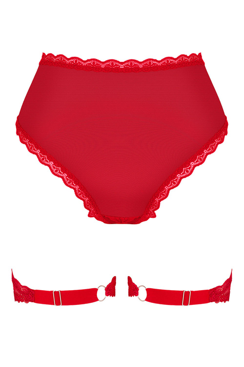 Obsessive Belovya garter panties Majtki figi z pasem, czerwony