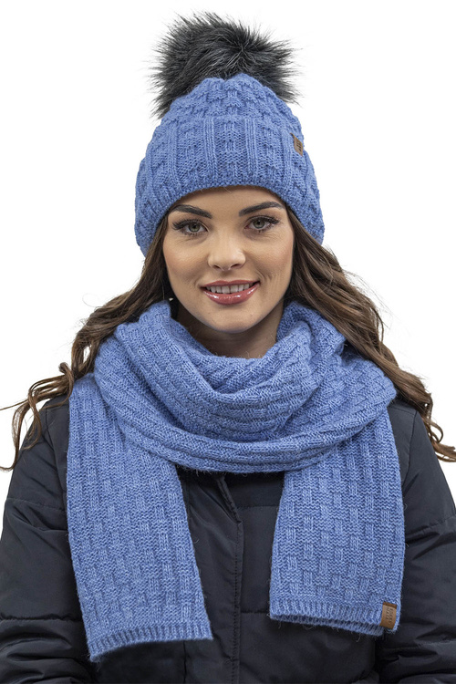 Vivisence 7015 Kmpl+R Komplet czapka+szalik+rękawiczki, jeans