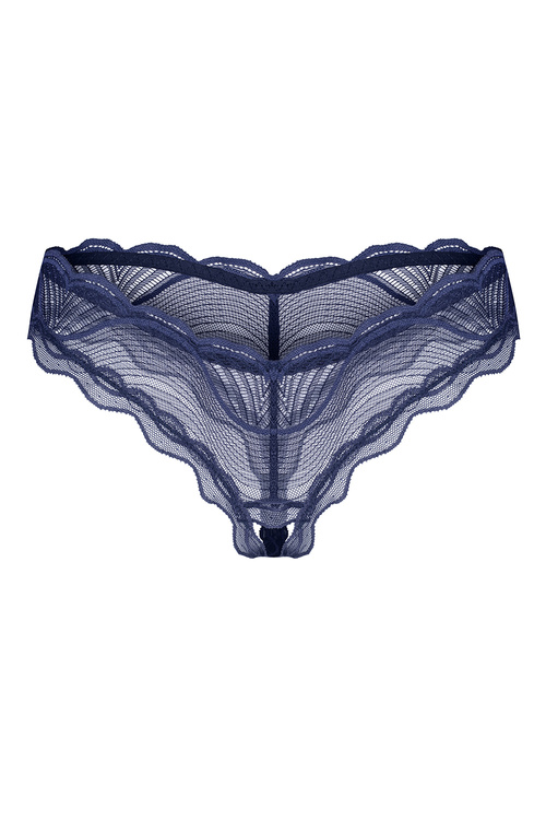 Obsessive Nightly Blue crotchless thong Majtki stringi otwarte, navy blue