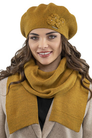 Vivisence 7006Kmpl Komplet beret+szalik, miodowy