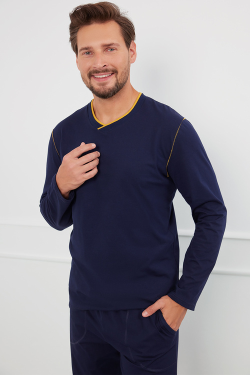 Italian Fashion Ludwik dł.r. dł.sp. Nocna piżama, granat
