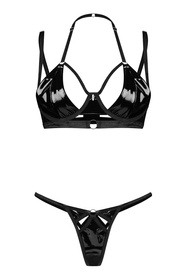 Obsessive Keira Lise 2-pcs set Nocna komplet biustonosz + stringi, czarny
