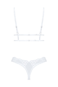 Obsessive Heavenlly 2-pcs set Nocna komplet biustonosz + stringi, biały