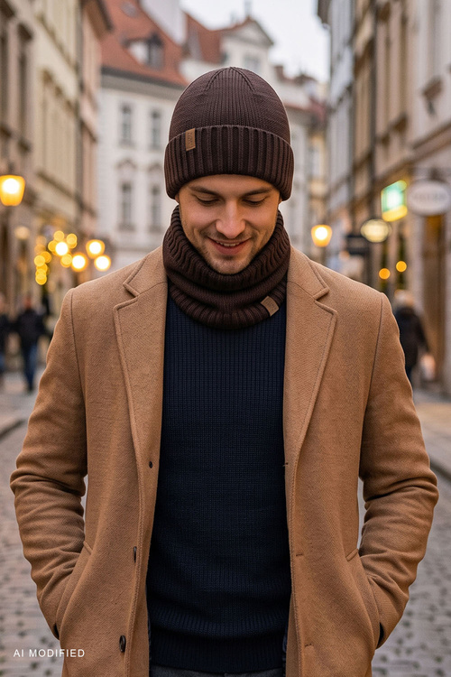 Vivisence M7007 KMPL Комплект шапка+труба, ciemny brąz