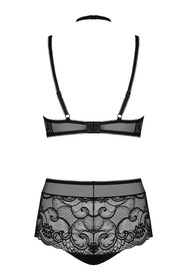 Obsessive Elizenes 2-pcs set Nocna komplet biustonosz + figi, czarny