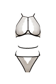 Passion Chika set Nocna komplet biustonosz + figi, cream