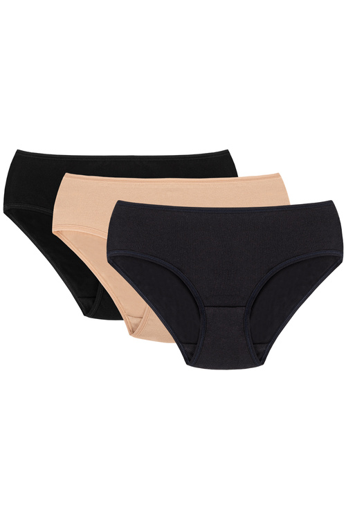 Vivisence 4002 3-pack Majtki figi, czarny/beżowy/granatowy