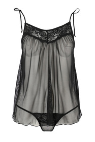 Passion Melania chemise Nocna komplet koszulka + stringi, black