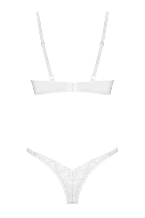Obsessive Alissium 2-pcs set Nocna komplet biustonosz + stringi, white