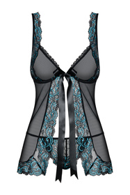 Obsessive Amanta babydoll Nocna komplet koszulka + stringi, czarny