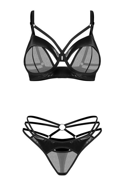 Obsessive Dominna 2-pcs set Nocna komplet biustonosz + stringi, black