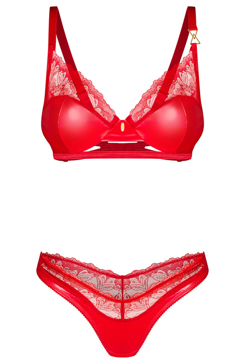 Obsessive Aliosa 2-pcs set Nocna komplet biustonosz + stringi, red