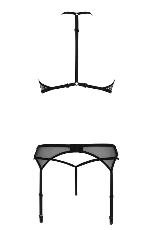Passion Satara set Nocna komplet biustonosz + stringi, black