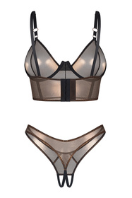 Obsessive Soranna top & crotchless thong Nocna komplet top + stringi, black