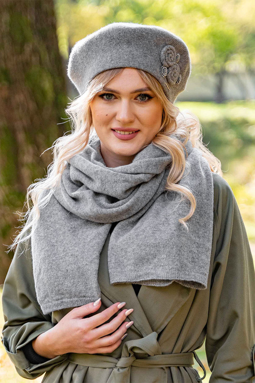 Vivisence 7037Kmpl Komplet beret+szalik, jasnoszary