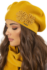 Vivisence 7007Kmpl Komplet beret+szalik, miodowy