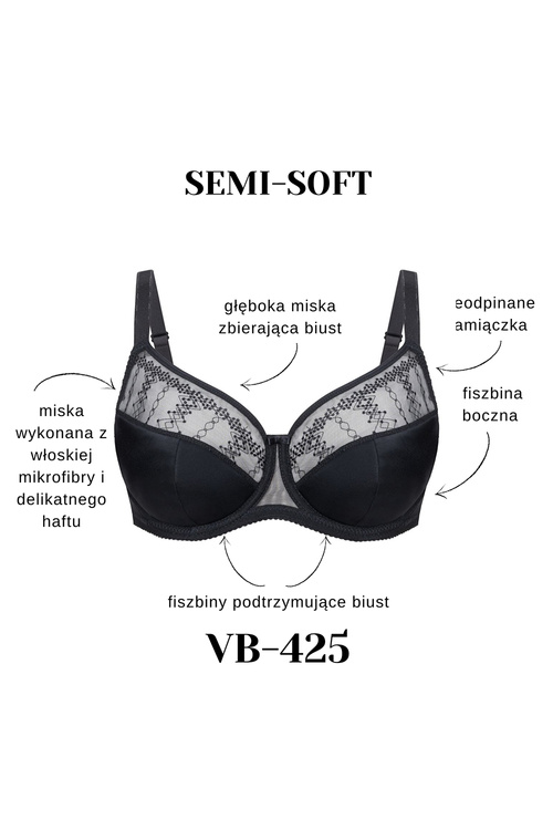 Vena VB-425 Biustonosz półusztywniany, czarny