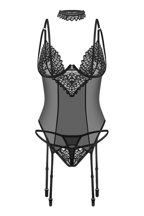 Obsessive Donarella corset & thong Gorset sexy, black