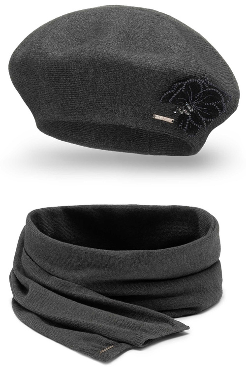 Vivisence 7036Kmpl Komplet beret+szalik, ciemnoszary