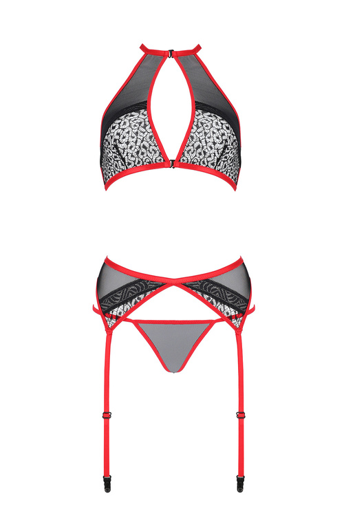 Passion Satara set Nocna komplet biustonosz + stringi, red