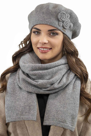 Vivisence 7037Kmpl Komplet beret+szalik, jasnoszary